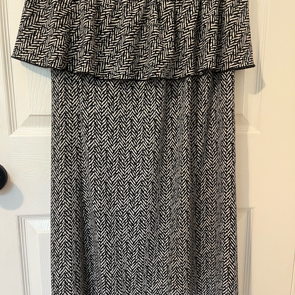 Hale Bob Black and White Chevron Maxi Dress